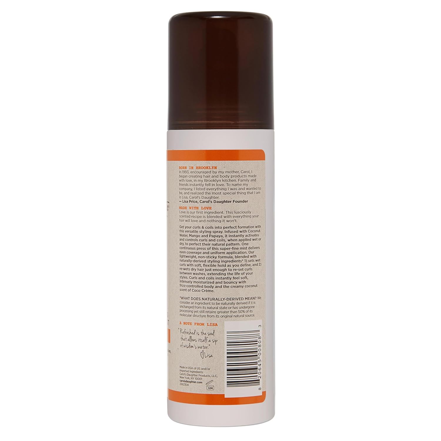 Curl Refresher Spray with Coconut Water for Dry Curly Hair F808
