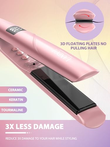 Flat Iron Hair Straightener and Curler Combo - Dual Voltage Ceramic 1-inch Styling Tool V699495