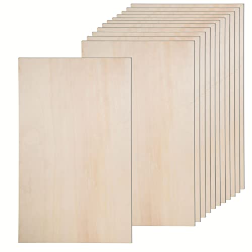 12 Pack Basswood Sheets for Crafts-16 x 16 x 1/8 Inch- 3mm Thick Plywood Sheets with Smooth Surfaces-Unfinished Squares Wood Boards for Laser Cutting, Wood Burning, Architectural Models, Staining