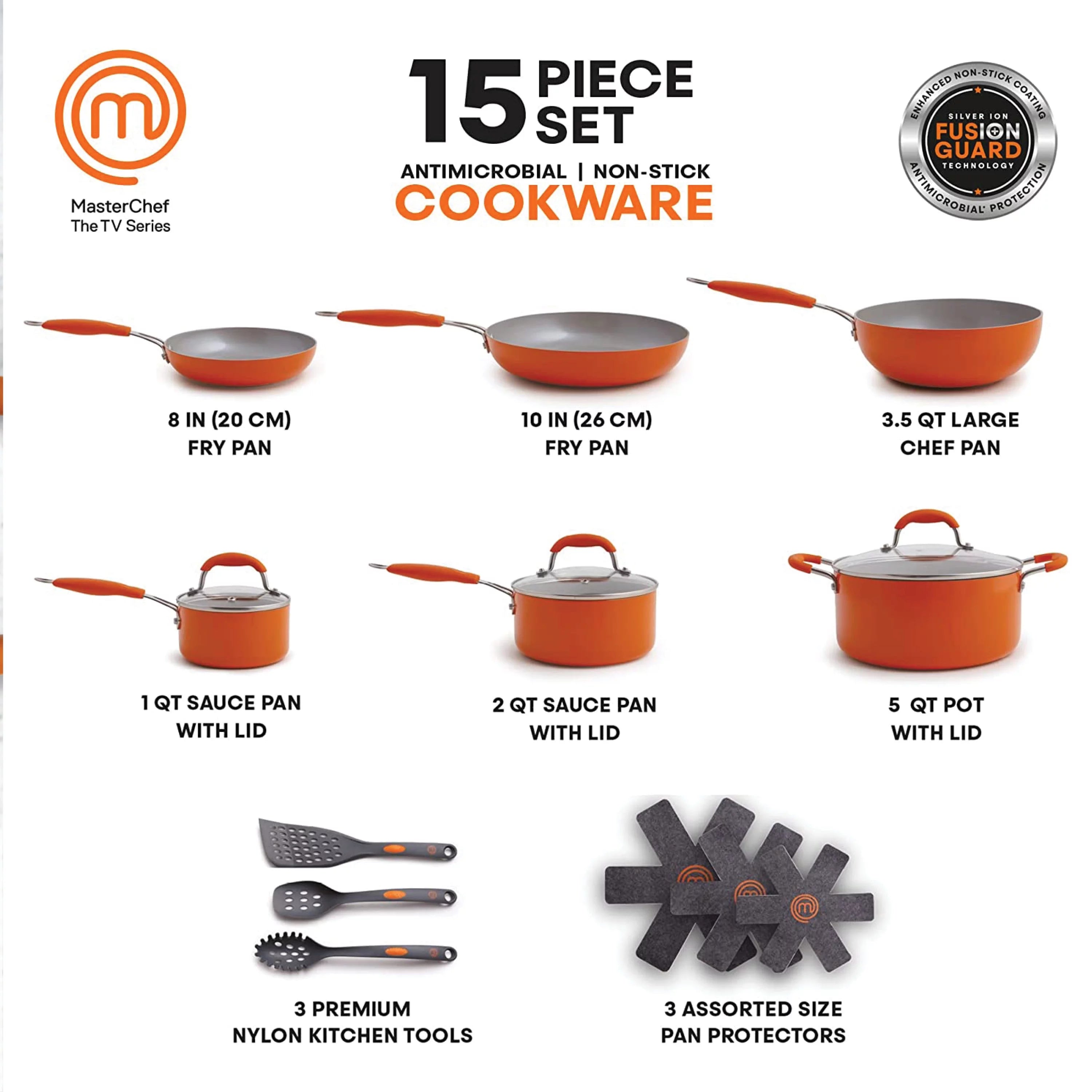 15 Piece Cookware Set Orange T5697