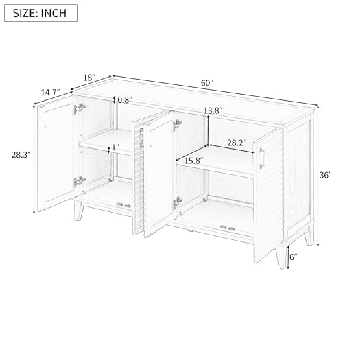 Sideboard with 4 Doors and Adjustable Shelves X88066