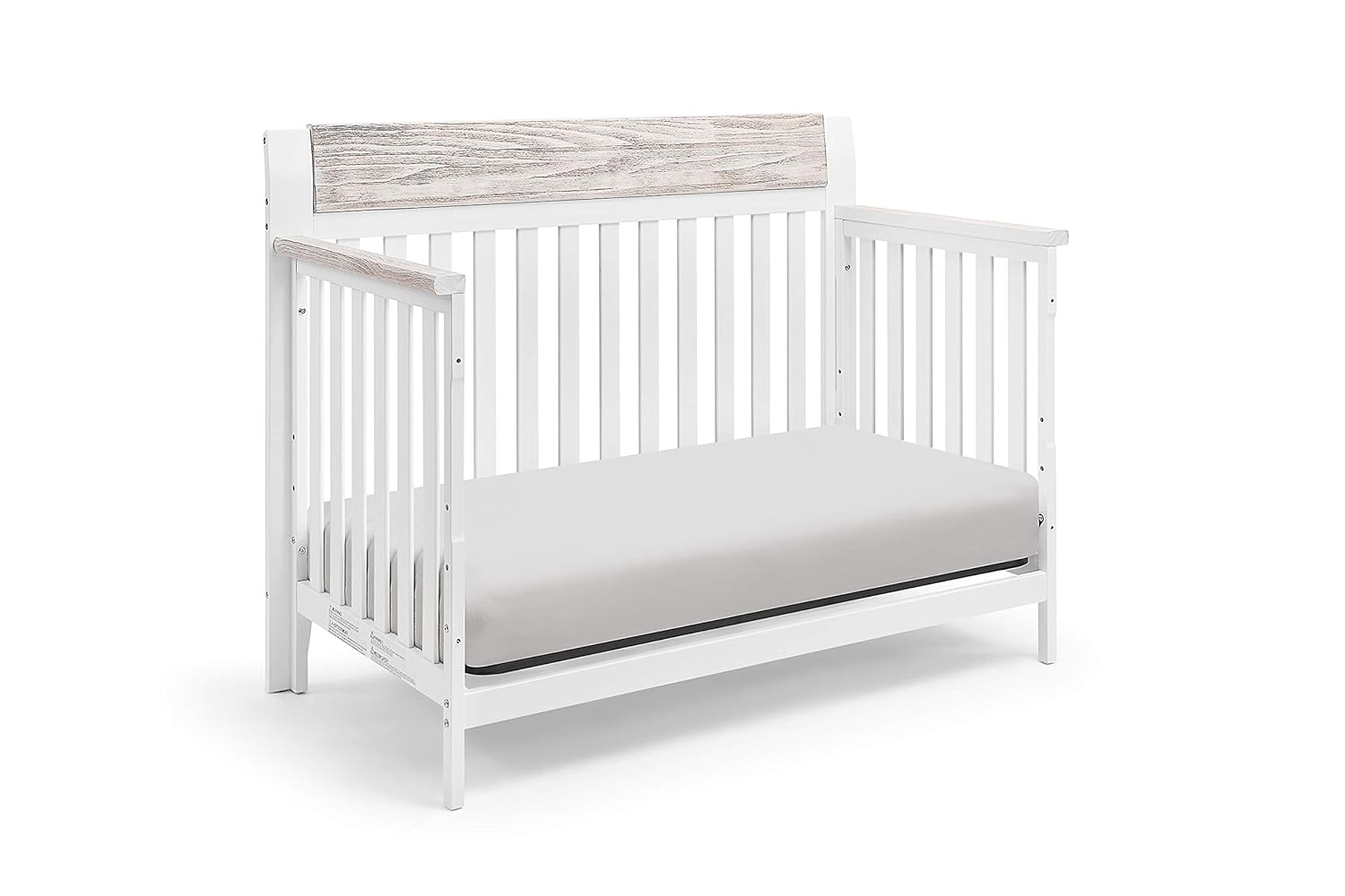 4 in 1 Convertible Crib, White and Wire Brushed Wood V2044