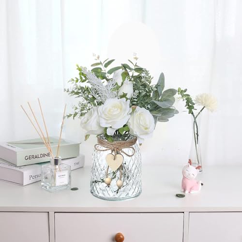 Artificial Flowers with Vase, Silk Hydrangea Bouquet, Faux Flower Arrangement for Home Decor D824338