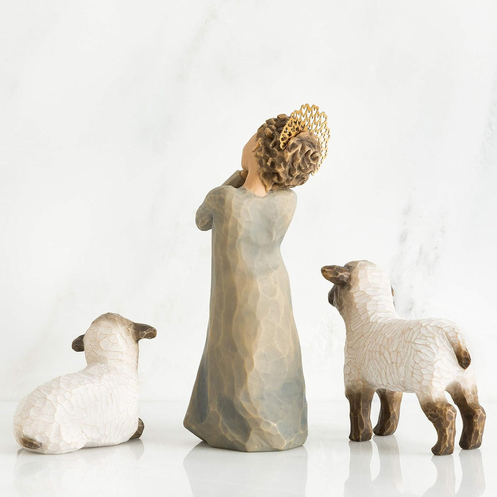 Little Shepherdess sculpted hand-painted nativity figures, 3-piece set I439