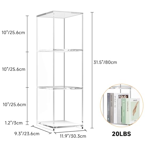 3-Tier Acrylic Bookcase, Floor Standing Clear Bookshelf for Home Office R42956