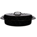Millvado Roasting Pan With Lid, Turkey Roaster Pan, Extra Large 20 lb Capacity, 19" Granite Oven Roaster Oval Shaped Speckled Enamel on Steel Cookware