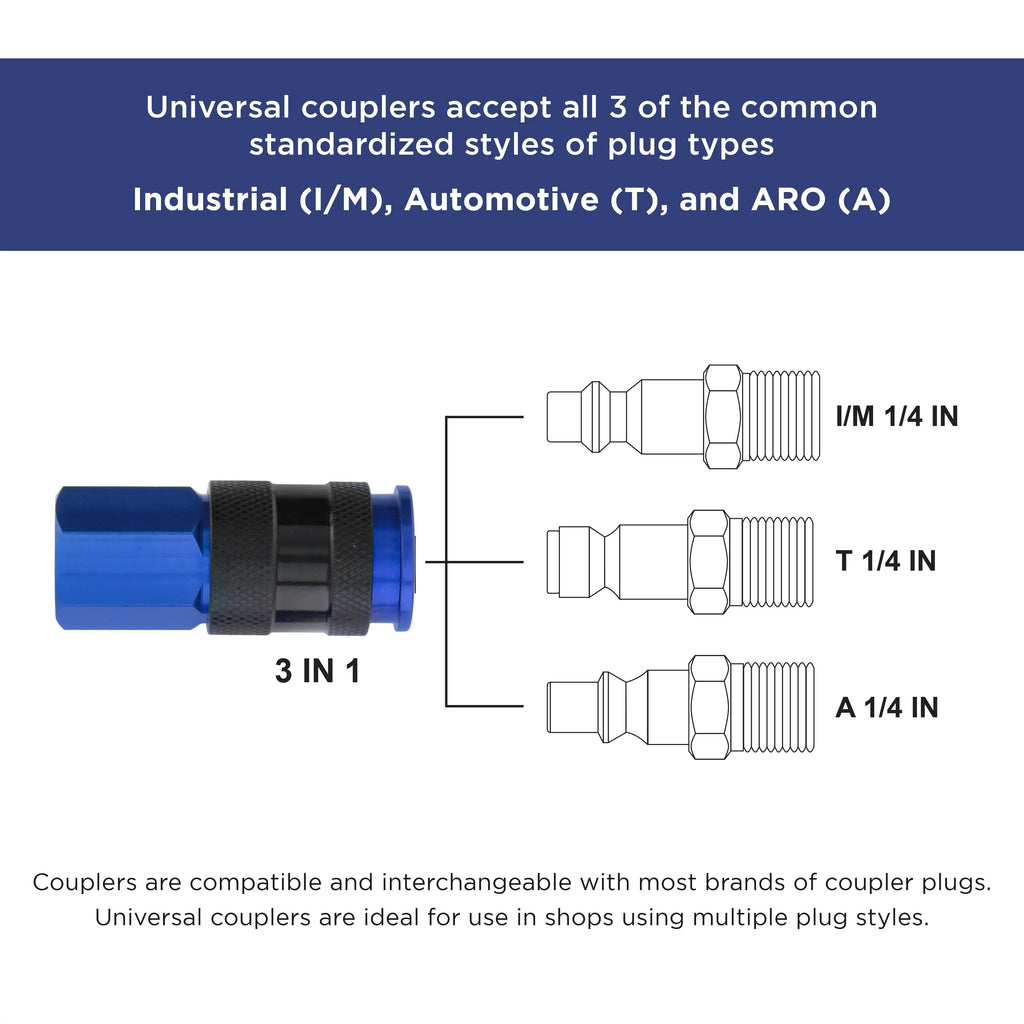 8 Piece Universal Air Hose Quick Connect Coupler Set with 1/4" NPT Female Threads G765
