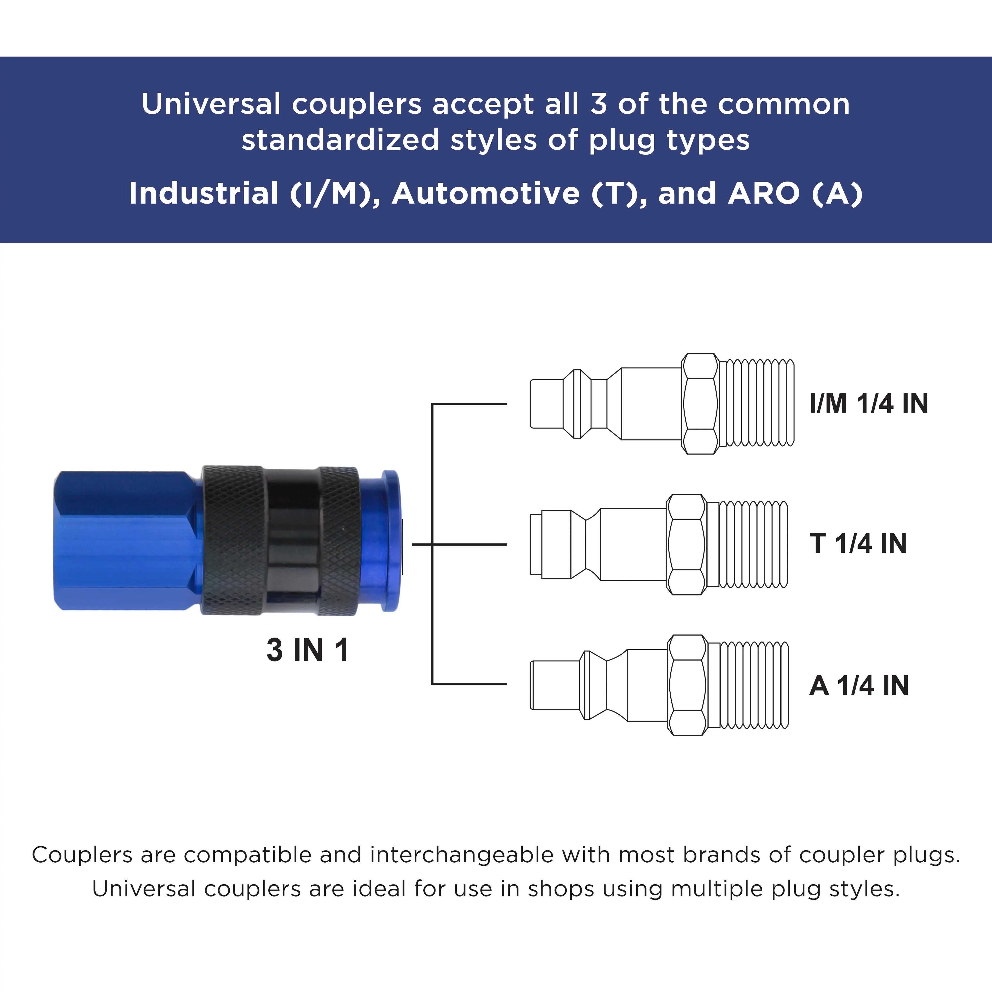 8 Piece Universal Air Hose Quick Connect Coupler Set with 1/4" NPT Female Threads G765