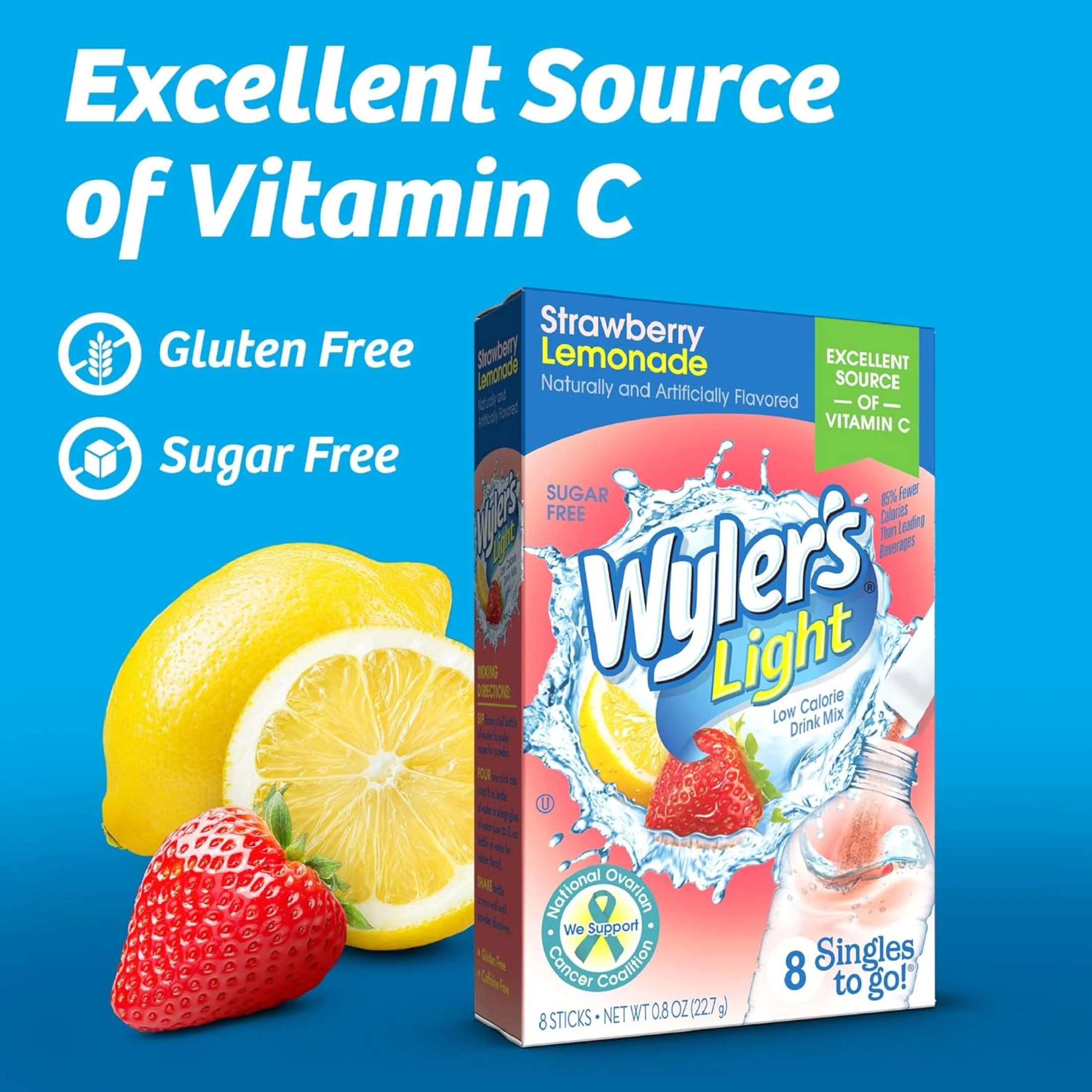 Strawberry Lemonade Sugar-Free Drink Mix Powder Packets Y8110