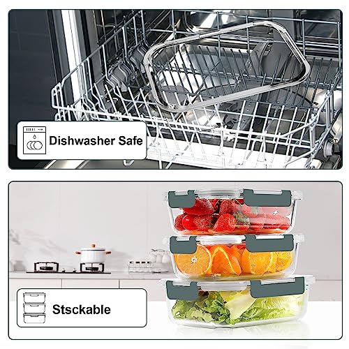 10 Pack Glass Meal Prep Containers with Airtight Lids, Stackable, BPA-Free I19195