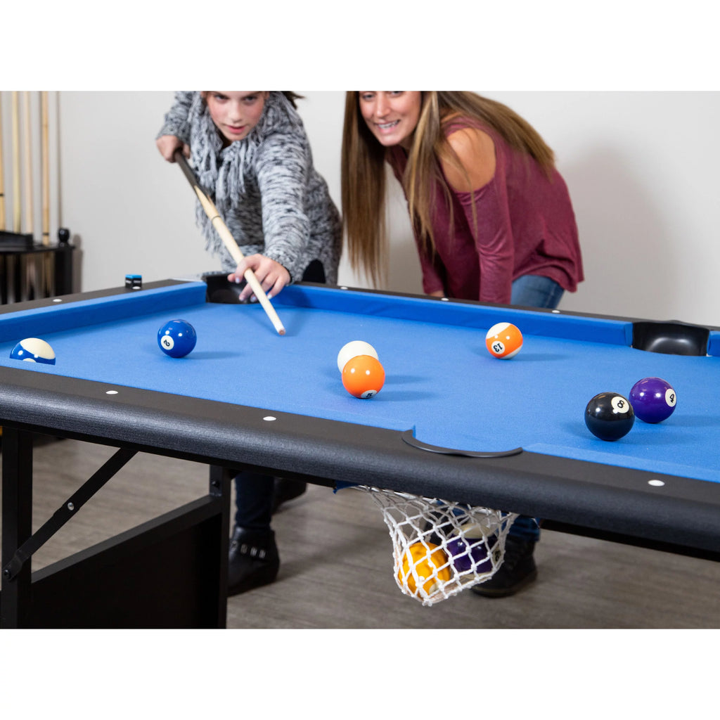 Folding 6 ft. Pool Table, Blue Felt Q593