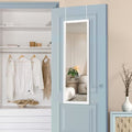 NicBex Over-The-Door Mirror, Full Length Door Mirror for Bedroom, Dorm, Dressing Room, Hanging Over Door or Leaning or Mounting as a Wall Mirror, Vanity Mirror, Hangers Included, White, 43x16