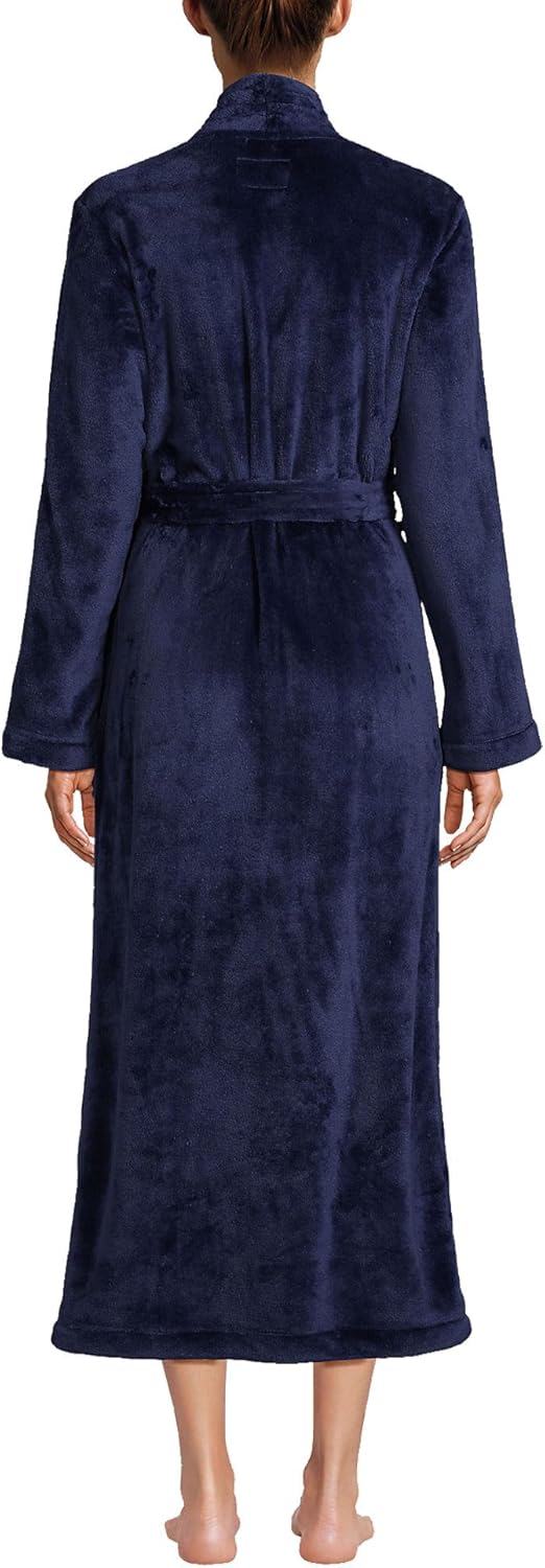 Cozy Plush Long Wrap Robe Navy Small Q2481