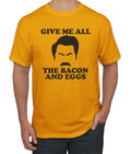 Parks and Recreations Give Me All The Bacon and Eggs Pop Men's Graphic T-Shirt, Gold, 4XL