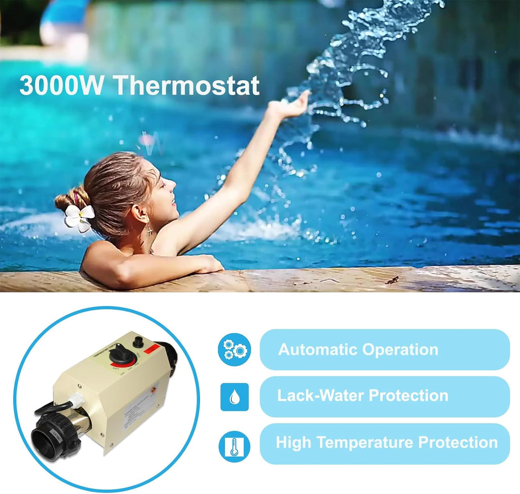 Electric Pool Heater 3KW 220V with Digital Touch Display E702019