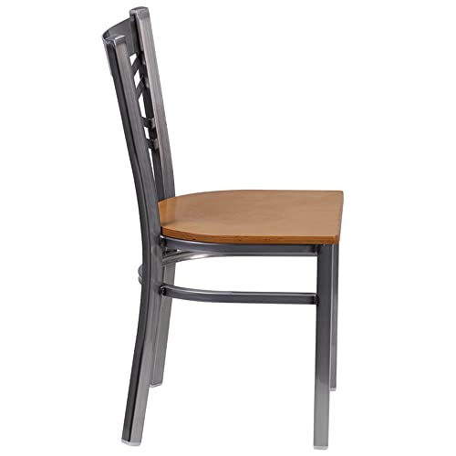 Metal Restaurant Chair with Cherry Wood Seat A881806